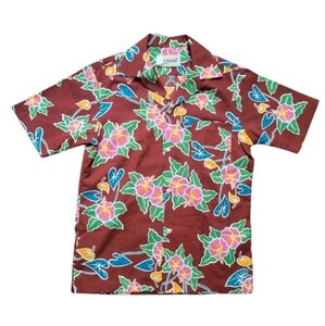 Vintage Pomare Hawaiian Floral Shirt Deadstock 60's 70's Polyester Resortwear MD